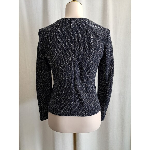 J.Crew Tweed Long Sleeve Zip Fasten Collarless Jacket Blue White Size XS - Picture 6 of 12